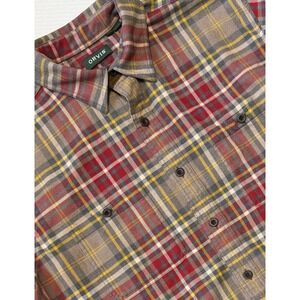 ORVIS - Men's Outdoor Beige & Red Plaid Flannel Shirt - X-Large Tall - XL Tall